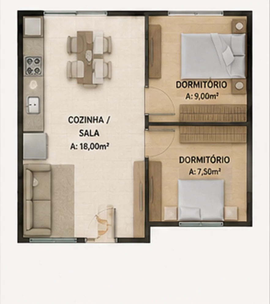 Planta de referência — 2 dormitórios