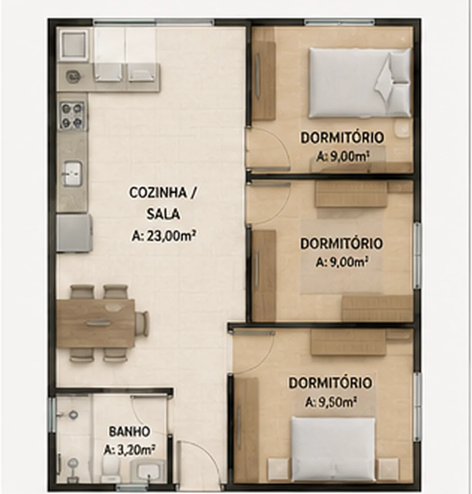 Planta de referência — 3 dormitórios
